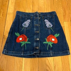 Floral jeans skirt